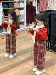 Quần Dài Dạ Kẻ Đỏ JC