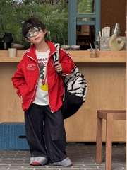 Áo Khoác Dù Đỏ Sọc Trắng PL