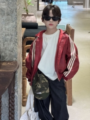 Áo Khoác Da Đỏ Sọc Vai PL