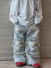Quần Dài Jean Xanh Wax Rách FS