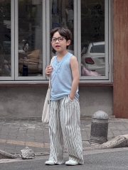 Quần Dài Kem Sọc Xanh PL