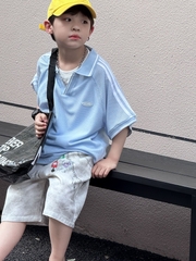 Quần Ngắn Jean Loang Khóa Trắng PL