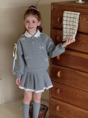 SN Áo Váy Xám Nơ Đá Ota