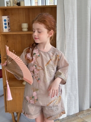 SET Ngắn Hoa Thêu Hồng Peach