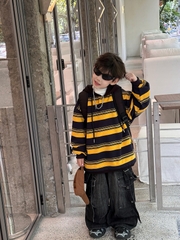 AD Hoodie Sọc Vàng Nón Đen FS