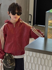 Áo Khoác Da Đỏ Sọc Vai PL