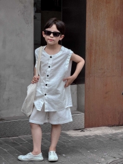 SET Ngắn Ba Lỗ Trắng Nút Đen PL