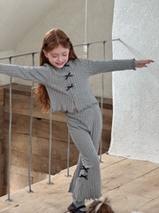 Set Dài Thun Xám Nơ Đen Ota