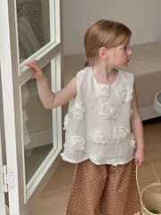 SET ÁO BA LỖ REN HOA NỔI + QUẦN HOA NÂU MTJ