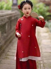 SET ÁO DÀI ĐỎ ĐÍNH HOA