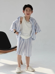 SET SƠ MI NGẮN KẺ XANH LY