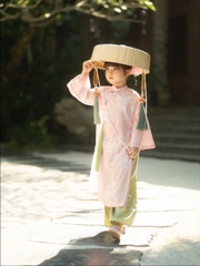 SET Áo Dài Hồng Quần Xanh kèm charm