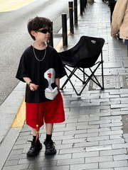 SET Ngắn Áo Vịt Đen Quần Đỏ FS