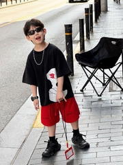 SET Ngắn Áo Vịt Đen Quần Đỏ FS