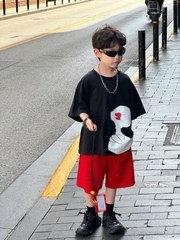 SET Ngắn Áo Vịt Đen Quần Đỏ FS