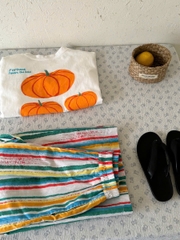 Set Dài Áo Bí Đỏ Quần Sọc YK