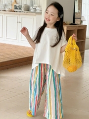 Set Dài Áo Bí Đỏ Quần Sọc YK