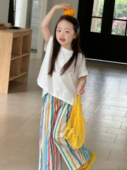 Set Dài Áo Bí Đỏ Quần Sọc YK