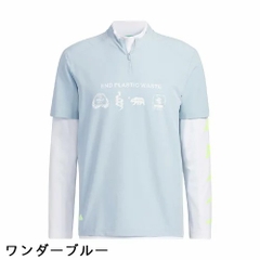 Áo Polo Golf Adidas Nam Chính Hãng - Mock Neck Layered EPW Graphic - Màu Trắng/Xanh| JapanSport HY0961