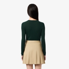 Áo len Lacoste nữ Chính hãng - Women's Rib Knit Merino Wool Cardigan - Màu Xanh  | JapanSport AF4141-51-YZP