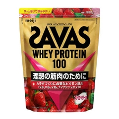 Sữa nở cơ Meiji chính hãng | Savas Whey Protein 100 980g - hương dâu | JapanSport