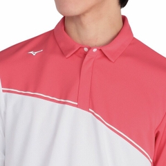 Áo Polo Mizuno Chính Hãng - Ice Touch Solar Cut Short Sleeve Zip-Up Shirt  - Màu Trắng/Đỏ | JapanSport E2MAC001-86