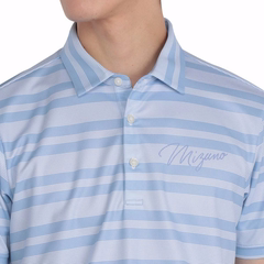 Áo Polo Mizuno Chính Hãng -Kanoko Multi Border Print Short Sleeve Polo Shirt - Màu Xanh | JapanSport  E2MAC01572