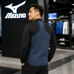 Áo Khoác Mizuno Chính Hãng - Track and Field Wear Mid-Layer Jacket Warm Stretch Slim Silhouette - Màu Xanh | JapanSport U2MCB503-pageant blue heathered