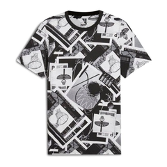Áo Phông Puma Chính hãng - Hoops Graphic All-Over Print - Màu Trắng/Đen | JapanSport 682314-01