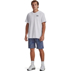 Quần Short Under Armour Chính Hãng - Mens Rival Fleece Printed Shorts - Màu Xanh | JapanSport 1376976-468