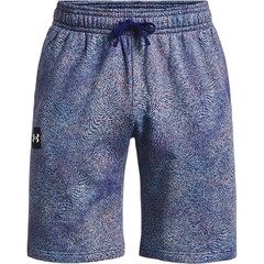 Quần Short Under Armour Chính Hãng - Mens Rival Fleece Printed Shorts - Màu Xanh | JapanSport 1376976-468