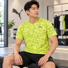 Áo Phông Puma Chính hãng - TRAIN FAV AOP SS T-Shirt - Màu Xanh Vàng Chanh | JapanSport 525476-39