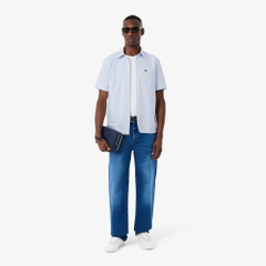 Áo Sơ Mi Lacoste Chính Hãng - Regular Fit Short Sleeve Oxford Shirt- Màu Xanh | JapanSport CH5624-51-E7B