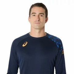 Áo Dài Tay Asics Chính Hãng - Unisex Topline Family  - Màu Xanh | JapanSport 2053A209-400