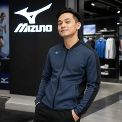 Áo Khoác Mizuno Chính Hãng - Track and Field Wear Mid-Layer Jacket Warm Stretch Slim Silhouette - Màu Xanh | JapanSport U2MCB503-pageant blue heathered