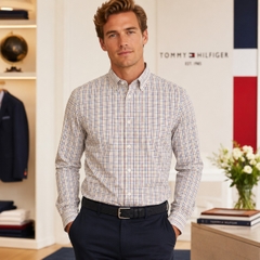 Áo sơ mi Tommy Hilfiger Chính hãng - Long Sleeve Patterned Dress Shirt - Màu Be | JapanSport TDFIB02F-618