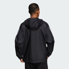 Áo Khoác Adidas Nam Nữ Chính Hãng - 3-Stripes Loose Fit Hooded Woven Jacket - Đen | JapanSport IB0248