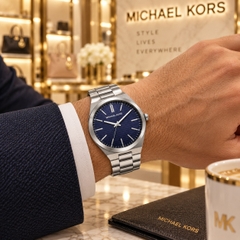 Đồng hồ Michael Kors Nam Chính hãng - Lennox - Màu Bạc mặt xanh | JapanSport MK9227