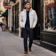 Áo Khoác Levi's Chính Hãng - Levis Men Double Pocket Stretch Quilted Down Jacket - Màu Trắng | JapanSport LM2RU419-ICE
