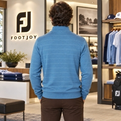 Áo Dài Tay FOOTJOY Chính Hãng -Wool Heather Quarter-Zip Sweater- Màu Xanh | JapanSport 38568 FJ-F25-M12