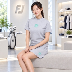 Áo nữ FOOTJOY Chính Hãng - Chest Logo Short Sleeve Mock Neck Sweatshirt - Màu Xám | JapanSport 81972 FJW-S24-M03