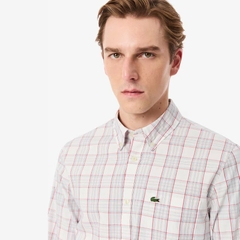 Áo Sơ Mi Lacoste Chính Hãng - Slim Fit Stretch Plaid Shirt - Màu Hồng | JapanSport CH3745-51-CCI