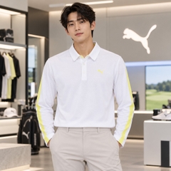Áo Polo Dài Tay Puma Chính hãng -  PF Stretch Thermo Tapered Line LS Polo - Màu Trắng  | JapanSport 630423-04