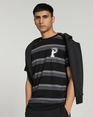 Áo Phông Puma Chính hãng -  Squad Striped T-Shirt  - Màu Đen | JapanSport 676014-01