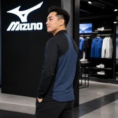 Áo Khoác Mizuno Chính Hãng - Track and Field Wear Mid-Layer Jacket Warm Stretch Slim Silhouette - Màu Xanh | JapanSport U2MCB503-pageant blue heathered