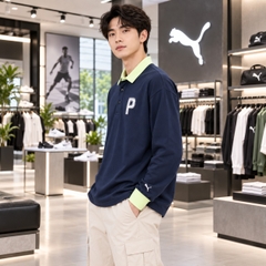 Áo Dài Tay Nam Puma Chính Hãng - PC Peach Stretch Smooth Relaxed Long Sleeve - Màu Deep Navy | JapanSport 630424-02