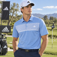 Áo Polo Adidas Nam Chính Hãng - Blue Chest Print Golf Performance - Màu Xanh | JapanSport KD9363