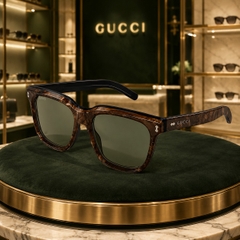 Kính Gucci Nam Chính hãng - GG1523S-003 – Gọng Vuông Acetate Vân Xanh Nâu, Tròng Xanh - 53mm | JapanSport