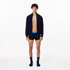 Quần Boxer Lacoste Chính hãng - 3-Pack Logo Waist Trunks - Màu Black/Blue/Green | JapanSport 5H3401-51-B68