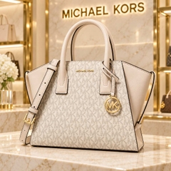 Túi nữ Michael Kors Đeo Chéo Chính Hãng – Avril Small Logo and Leather Satchel - Màu Trắng | JapanSport 35F4G4VS1B